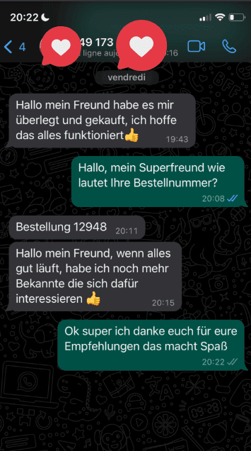 Kundenbewertung 1 per WhatsApp