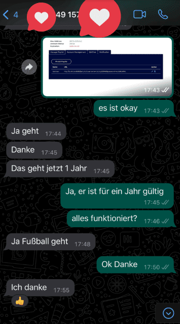 Kundenbewertung 2 per WhatsApp