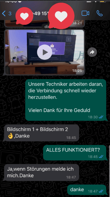 Kundenbewertung 3 per WhatsApp