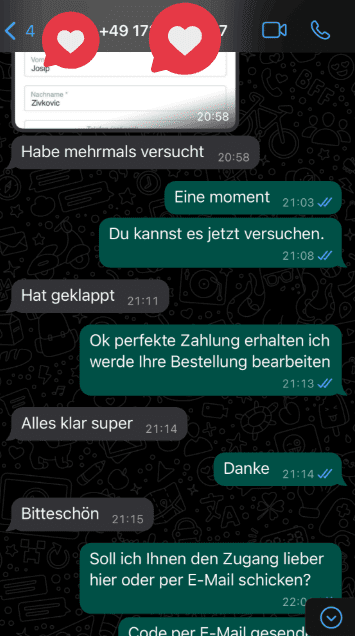 Kundenbewertung 4 per WhatsApp