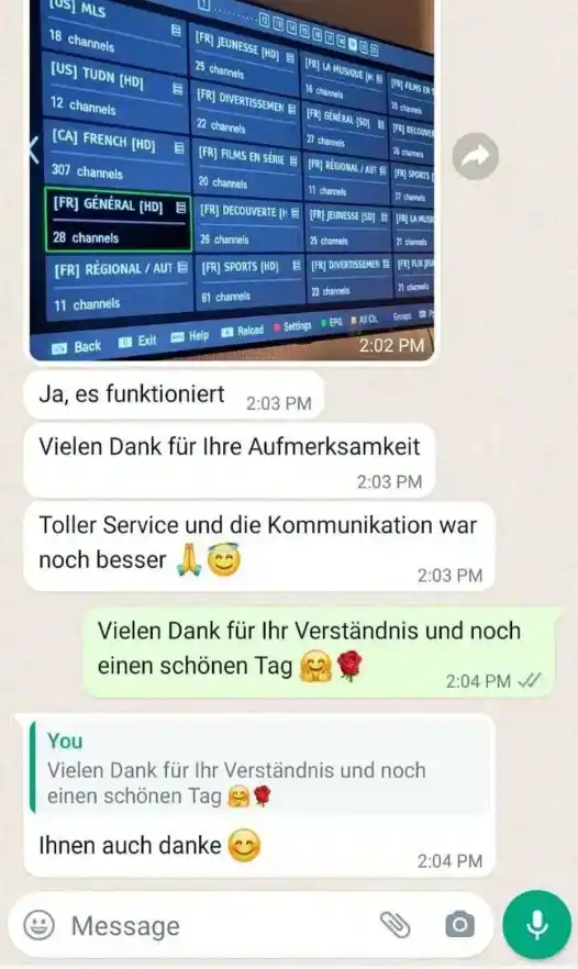 Kundenbewertung 8 per WhatsApp